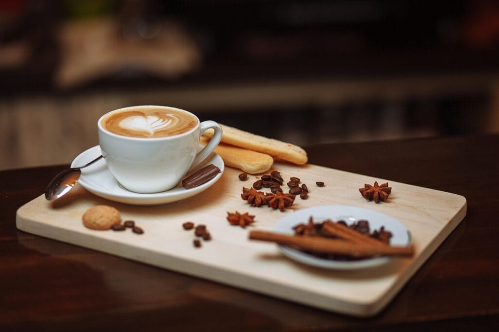 coffee, drink, hot, cup, coffee cup, cappuccino, saucer, caffeine, food